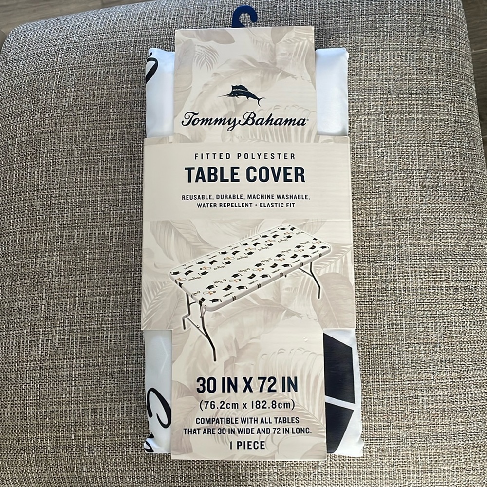 Tommy Bahama Graduation Theme Fitted Polyester Table Cover NWOT